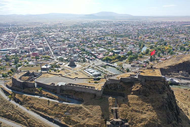 kars castle general view and flag